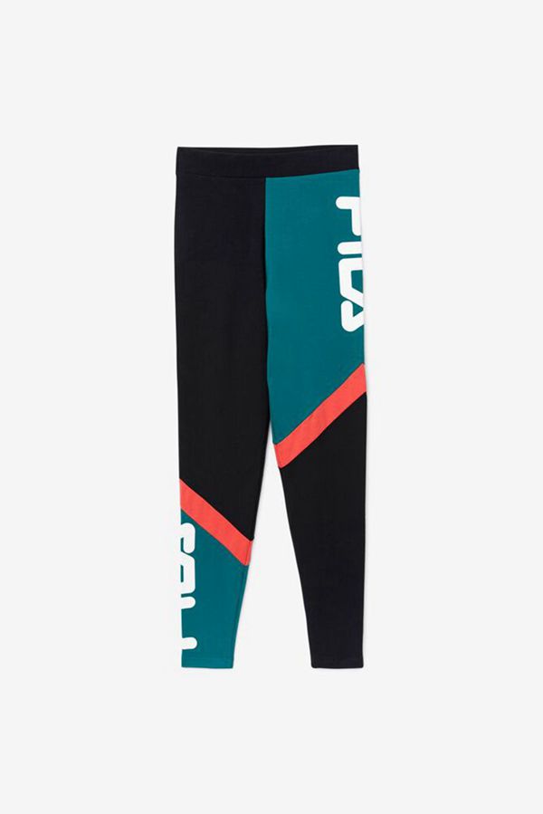 Leggins Fila Mujer Negras - Sia Color Block High Rise - España 420176PYA